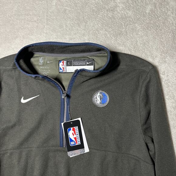 Dallas Mavericks Pullover Quarter Zip Large Black NBA Team Issue Dri-FIT Nike - Picture 2 of 5